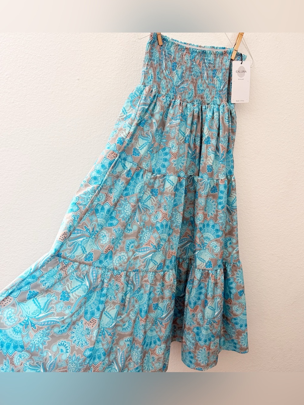EXLURA | Bohemian Floral Printed High Waist Pleated Beach Party Long Maxi Skirt